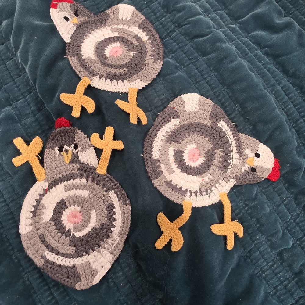 Crochet Chicken Coasters Set